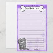 Kawaii White Puli Stationery Briefpapier (Voorkant / Achterkant)