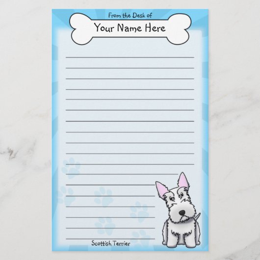 Kawaii White Scottish Terrier Stationery Briefpapier (Voorkant)