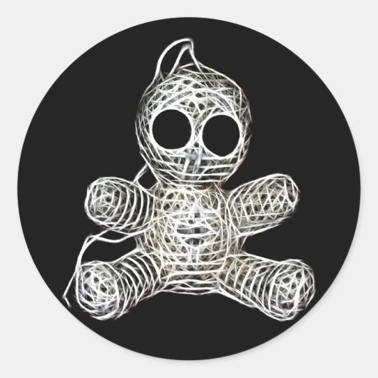 Kawaii White Voodoo Doll Funny Magic Speelgoed Ronde Sticker (Voorkant)
