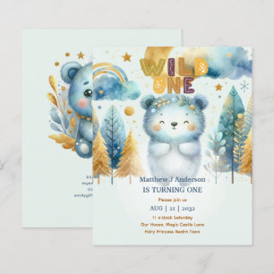 Kawaii WILD ONE 1e Verjaardag Jongens BEER Bos