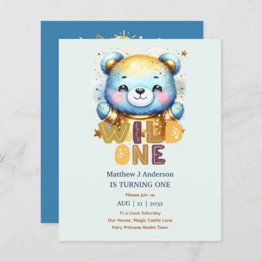 Kawaii WILD ONE 1e verjaardag jongens BEER Bosland (Voorkant / Achterkant)