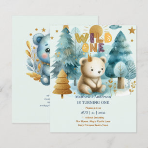 Kawaii WILD ONE 1st Birthday Boys BEER Woodland