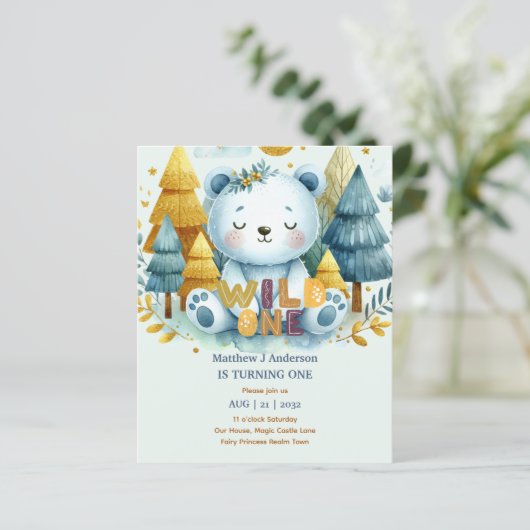 Kawaii WILD ONE 1ste verjaardag jongens BEAR Woodl (Staand voorkant)