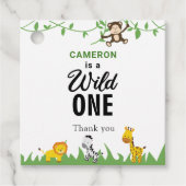 Kawaii Wild One Birthday Safari Oerwoud Animals Bedankjes Labels (Voorkant)
