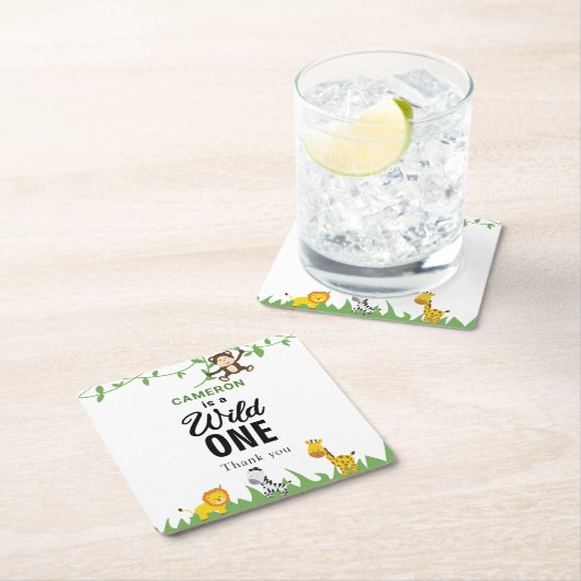 Kawaii Wild One Birthday Safari Oerwoud Animals Kartonnen Onderzetters (Insitu)