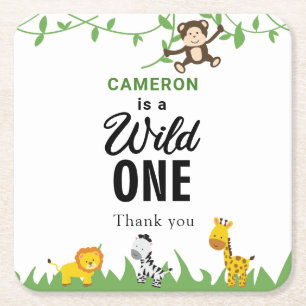 Kawaii Wild One Birthday Safari Oerwoud Animals Kartonnen Onderzetters