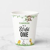Kawaii Wild One Birthday Safari Oerwoud Animals Papieren Bekers (Voorkant)
