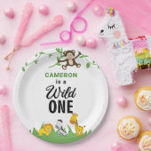 Kawaii Wild One Birthday Safari Oerwoud Animals Papieren Bordje (Feest)
