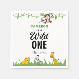 Kawaii Wild One Birthday Safari Oerwoud Animals Servet