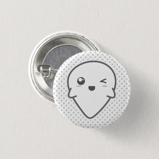 Kawaii Winking Ghost Button (Voorkant /achterkant)