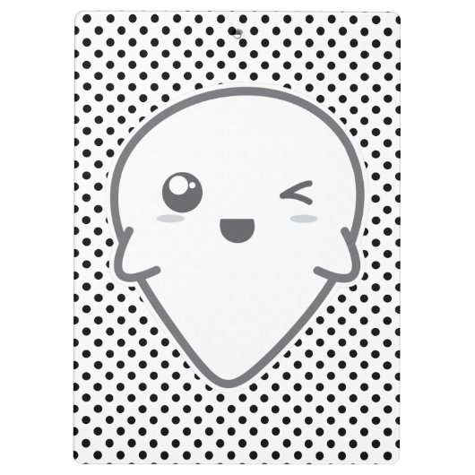 Kawaii Winking Ghost Clip Board Klembord (Achterkant)
