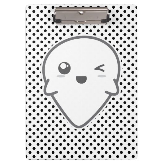 Kawaii Winking Ghost Clip Board Klembord (Voorkant)