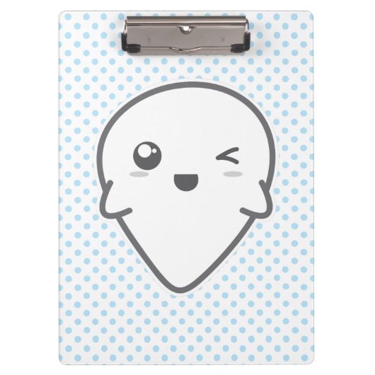Kawaii Winking Ghost Clip Board Klembord (Voorkant)