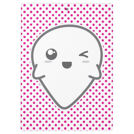 Kawaii Winking Ghost Clip Board Klembord (Achterkant)