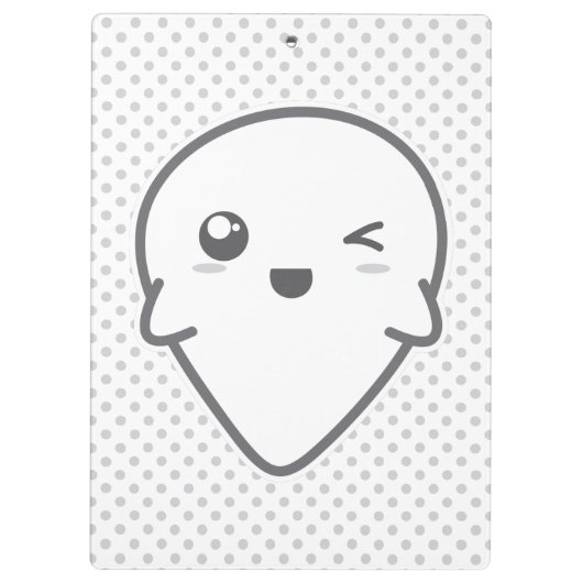Kawaii Winking Ghost Clip Board Klembord (Achterkant)