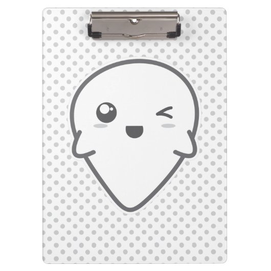 Kawaii Winking Ghost Clip Board Klembord (Voorkant)