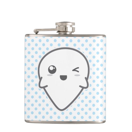 Kawaii Winking Ghost Flask Heupfles (Voorkant)