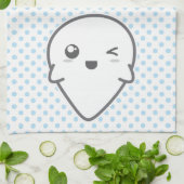 Kawaii Winking Ghost Kitchen Towel Theedoek (Gevouwen)