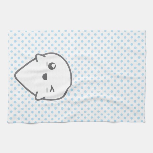 Kawaii Winking Ghost Kitchen Towel Theedoek (Horizontaal)