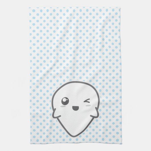 Kawaii Winking Ghost Kitchen Towel Theedoek (Verticaal)