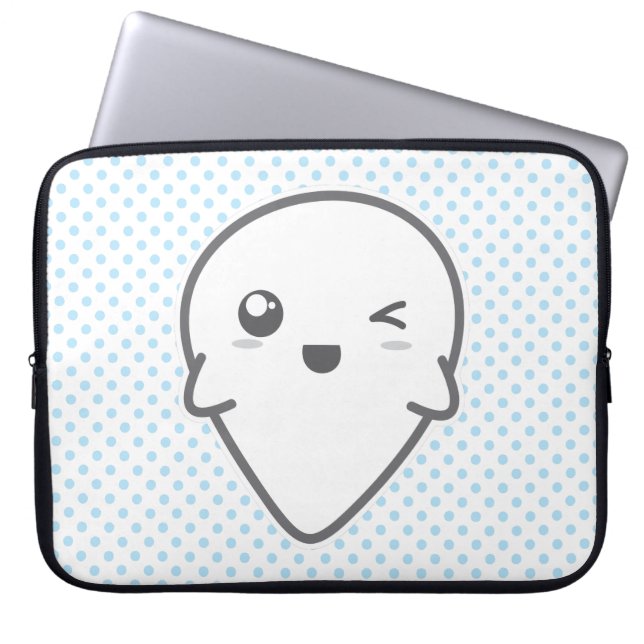 Kawaii Winking Ghost-laptophoes Laptop Sleeve (Voorkant)