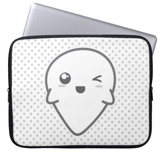 Kawaii Winking Ghost-laptophoes Laptop Sleeve (Voorkant)