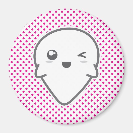Kawaii Winking Ghost Magnet (Voorkant)