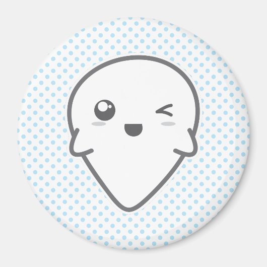 Kawaii Winking Ghost Magnet (Voorkant)
