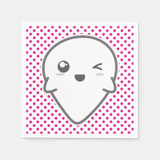 Kawaii Winking Ghost Napkins Servetten (Voorkant)