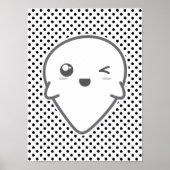 Kawaii Winking Ghost Poster Print (Voorkant)