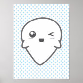 Kawaii Winking Ghost Poster Print (Voorkant)