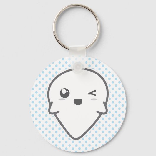 Kawaii Winking Ghost Sleutelhanger (Voorkant)