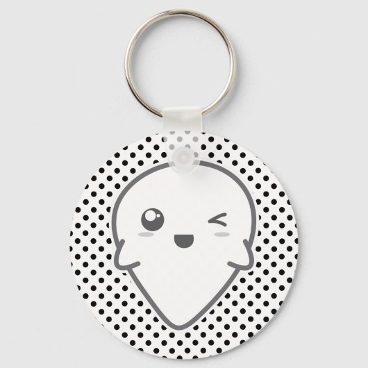 Kawaii Winking Ghost Sleutelhanger (Voorkant)
