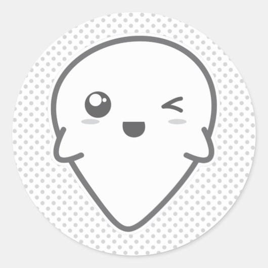 Kawaii Winking Ghost Stickers (Voorkant)