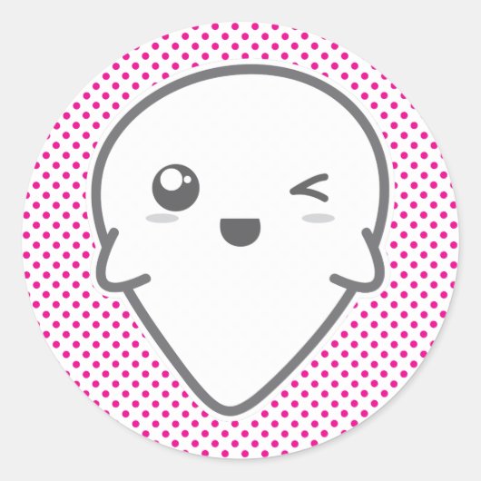 Kawaii Winking Ghost Stickers (Voorkant)