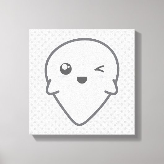 Kawaii Winking Ghost Wrapped Canvas (Voorkant)