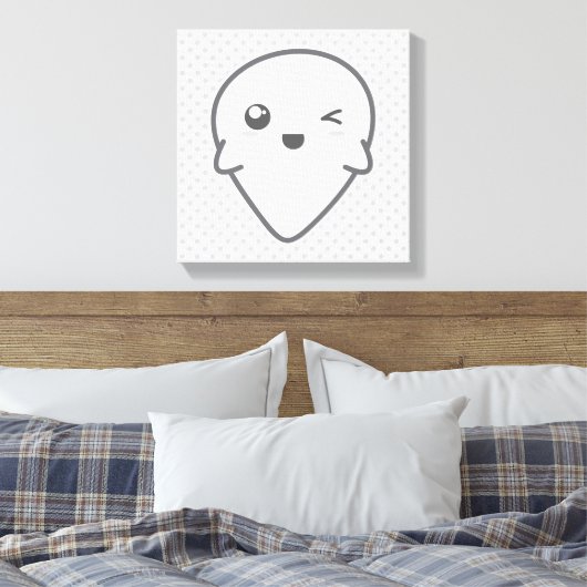 Kawaii Winking Ghost Wrapped Canvas (Insitu (Slaapkamer))