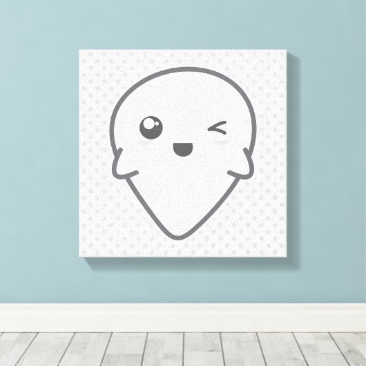 Kawaii Winking Ghost Wrapped Canvas (Insitu (Houten vloer))