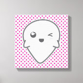Kawaii Winking Ghost Wrapped Canvas (Voorkant)