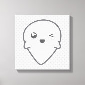 Kawaii Winking Ghost Wrapped Canvas Afdruk (Voorkant)