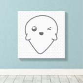 Kawaii Winking Ghost Wrapped Canvas Afdruk (Insitu (Houten vloer))