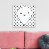 Kawaii Winking Ghost Wrapped Canvas Afdruk (Insitu (Woonkamer))