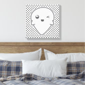 Kawaii Winking Ghost Wrapped Canvas Afdruk (Insitu (Slaapkamer))