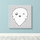 Kawaii Winking Ghost Wrapped Canvas Afdruk (Insitu (Houten vloer))