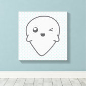 Kawaii Winking Ghost Wrapped Canvas Afdruk (Insitu (Houten vloer))