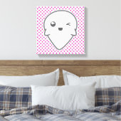 Kawaii Winking Ghost Wrapped Canvas Afdruk (Insitu (Slaapkamer))