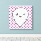 Kawaii Winking Ghost Wrapped Canvas Afdruk (Insitu (Houten vloer))