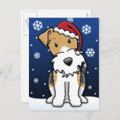 Kawaii Wire Fox Terrier Christmas Briefkaart (Voorkant / Achterkant)