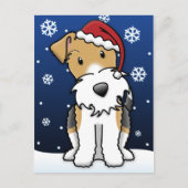 Kawaii Wire Fox Terrier Christmas Briefkaart (Voorkant)