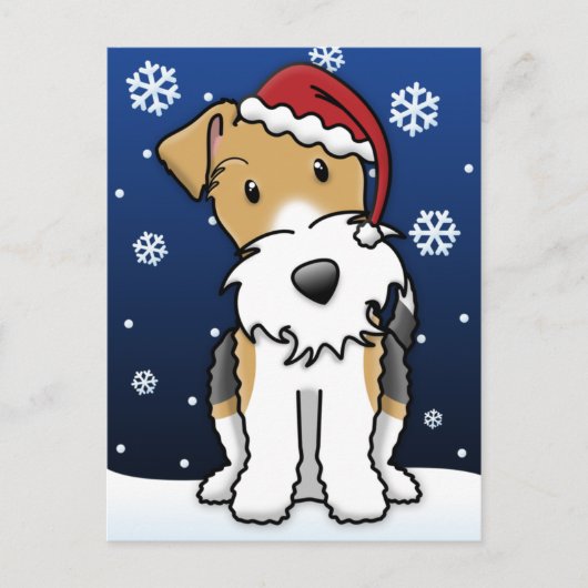Kawaii Wire Fox Terrier Christmas Briefkaart (Voorkant)